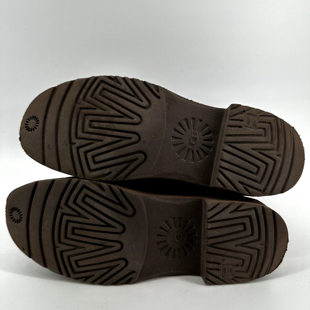UGG Cedric Winter Boots Twinface Sheepskin Leather Cuffed Buckle Dark Brown 6 - Picture 9 of 9